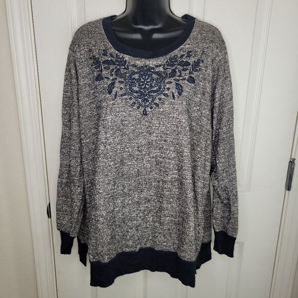 Avenue beaded floral pullover sweatshirt 22/24 - Picture 1 of 6